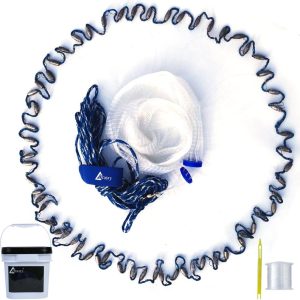 Drasry Saltwater Fishing Cast Net for Bait Trap with Heavy Sinkers Fish Throw Net. Size 3ft/4ft/5ft/6ft/7ft/8ft/9ft/10ft Radius Freshwater Nets
